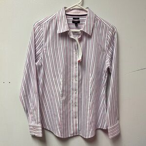 Talbots Pink and White Striped Men's Shirt